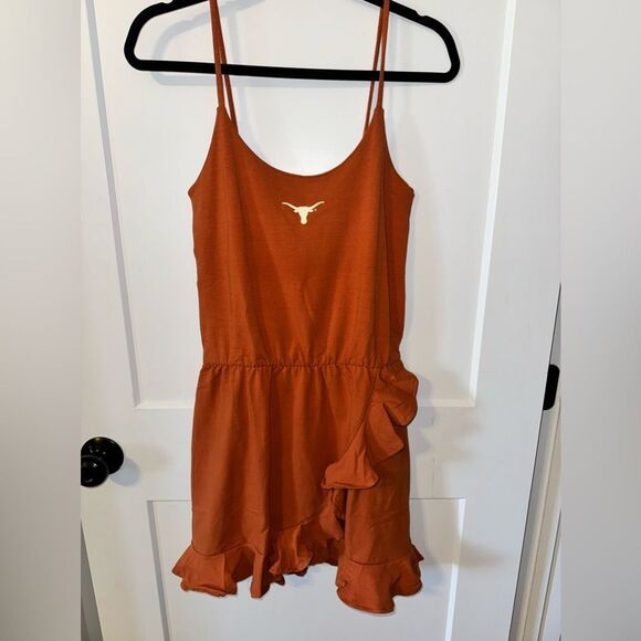 Women's Orange Ruffle Dress - Picture 1 of 6
